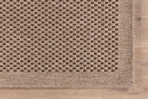 Indoor Outdoor 5x7 Checkered Jute Look Rug - Natural Fiber Area Rug for Living Room & Patio