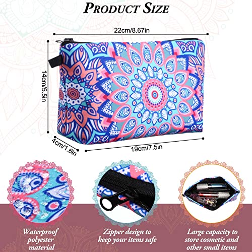 Dunzy 20 Pcs Makeup Bags Bulk Graduation Gift Cosmetic Bag Makeup with Zipper Pouch Waterproof Portable Travel Toiletry for Women Teacher Birthday Thanksgiving Christmas Gifts(Mandala)
