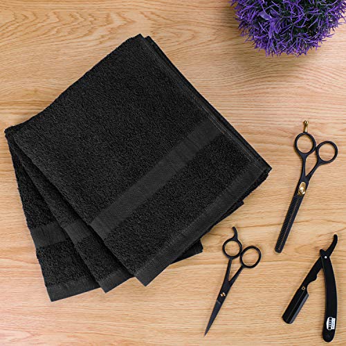 12 Pack Salon Towels - Black 16x27 Inch 100% Cotton Hair & Spa Towels