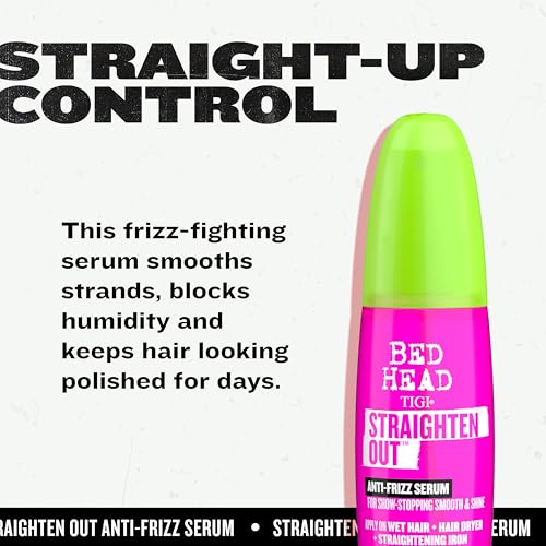 TIGI Bed Head Straighten Out Anti-Frizz Serum for Smooth and Shine, Sulfate-Free Styling Serum for All Hair Types