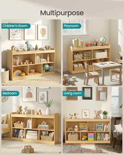 Kids Toy Storage Shelf Beech Beige - Montessori 5 Compartments