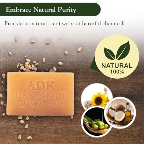Adirondack Fragrance & Flavor Farm ADK Natural Oatmeal Soap Bar 16 oz., Handmade Vegan Olive Oil Body Soap for Dry and Sensitive Skin, Moisturising for Men, Women & Babies, Produced in the USA