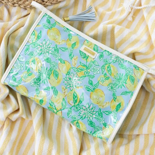 Lilly Pulitzer Makeup Bag, Cosmetic Bags for Women for Traveling or Everyday Use, Travel Toiletry Bag with Zipper, Make Lemonade