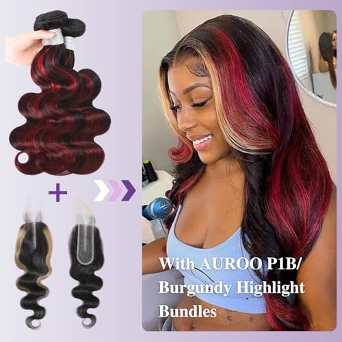 AUROO 12A Human Hair 2x6 HD Lace Closure Honey Blonde Highlights 10-20 Inch
