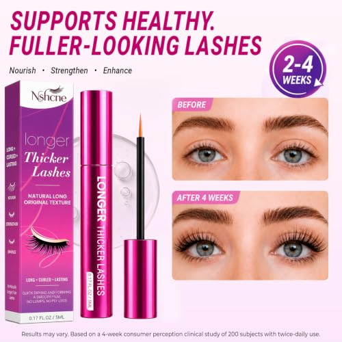 Red Eyelash Growth Serum 2 Pack - Peptides Formula for Fuller Lashes & Brows, 10ml