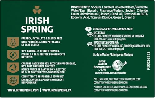 Irish Spring Deodorant Bar Soap Original 3.75 oz Pack of 8