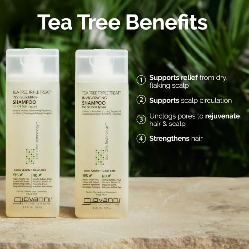 Peppermint Tea Tree Invigorating Shampoo 8.5 oz Pack of 3 - Natural Hair & Scalp Care