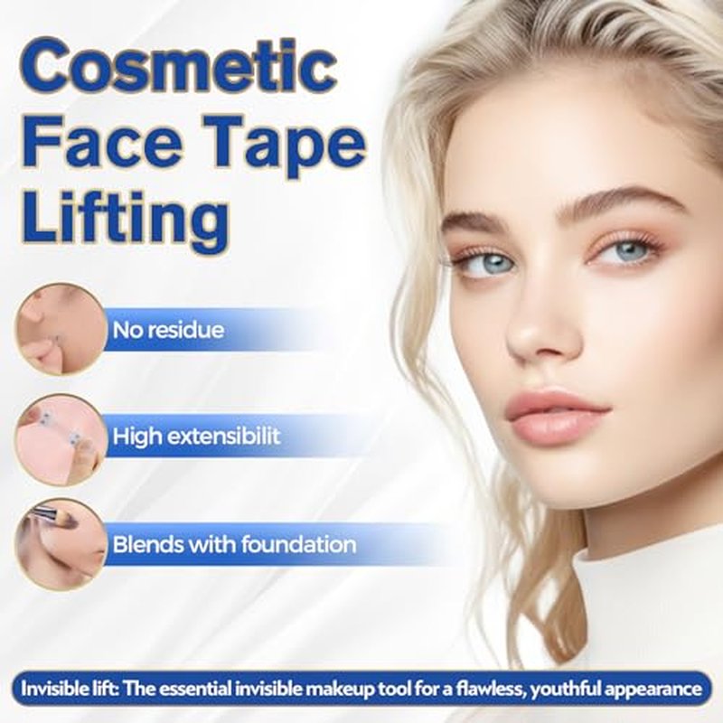 Face Tape Lifting Invisible, 180Pcs Face Lift Tape, Instant Lift Neck Tape Before Makeup, Facelift Tape for Lifting Sagging Skin Wrinkle Lifter Tapes Gift for Turkey Neck,Jowl,Double Chin