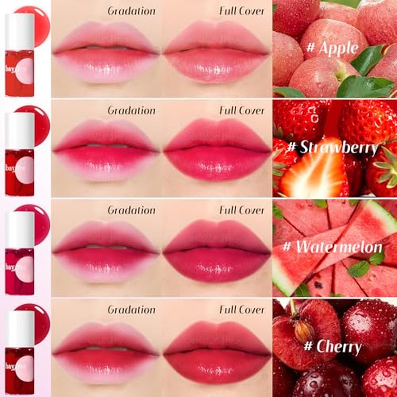 bayfree Lip Tint Stain Set, Lip Stain Long Lasting Waterproof, Lightweight, Non-sticky, Transfer-Proof, Matte Finish (fruit land)