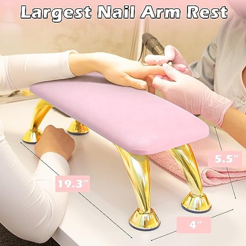 Arm Rest for Nails, Largest Nail Arm Rest Hand Rest for Nails Tech, Non-slip Manicure Hand Rest Pillow, Made of Real Microfiber Leather