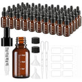 50 Pcs 0.5oz Amber Glass Dropper Bottles with Measurement and Accessories - UV Protected, Reusable