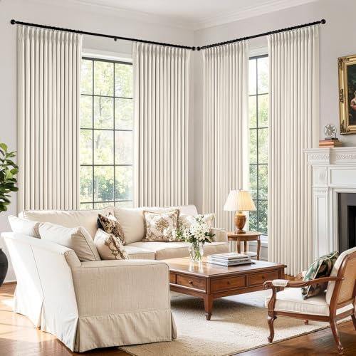 Blackout Curtains 40x96 Inch Set of 4 - Double-Layer Thermal Window Drapes with Pinch Pleat, Birch Variation