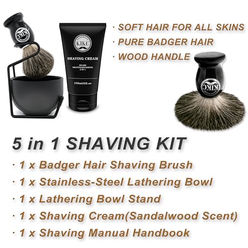 Black 5-in-1 Shaving Kit with Handcrafted Badger Brush & Accessories – Perfect Gift