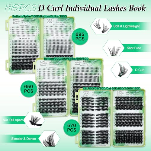 Eyelash Clusters Kit with 1915pcs Lash Extensions & Tools - KIT-006