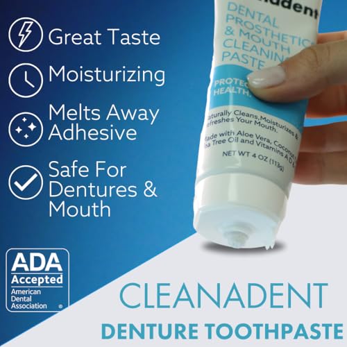 Dr. B Dental Solutions Cleanadent Denture & Gum Toothpaste 4 oz Pack of 2 - ADA Accepted Natural Oral Care
