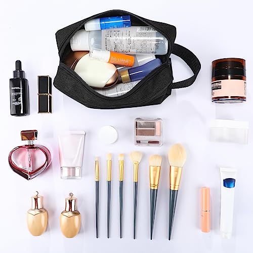 Paterr 16 Pcs Travel Toiletry Bag for Women Men Large Water Resistant Shaving Bag Hanging Cosmetic Bag with Handle and Divider Storage Travel Pouch Case (Black)