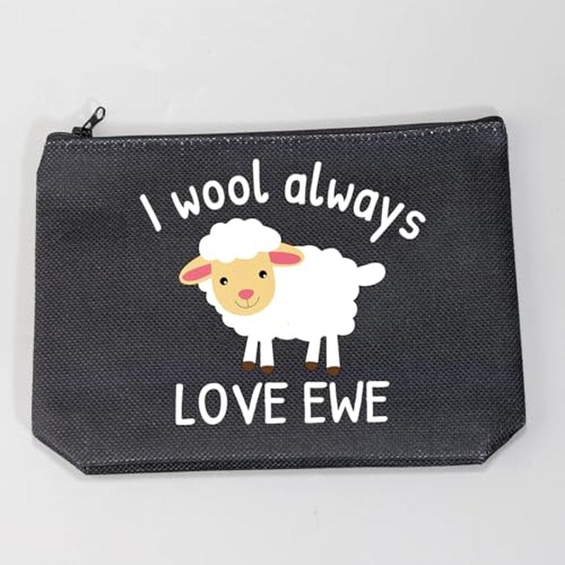 LEVLO Funny Lambs Farm Animals Lovers Gifts I Wool Always Love Ewe Makeup Bags Lamb Sheep Pun Xmas Valentine Travel Case (always love ewe-black)