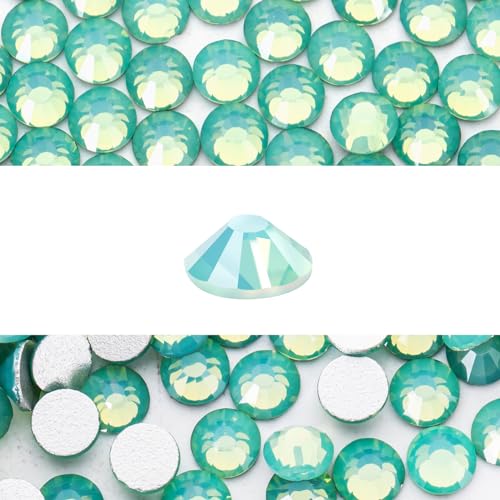 Novani 3000 Pieces Flatback Rhinestones Glass Round Gems Green Opal Crystals for Nail Art DIY Crafts Clothes Shoes,SS20,4.6-4.8mm