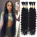 Deep Wave Bulk Hair for Braiding 28 Inch 6 Bundles Natural Black No Weft Wet & Wavy