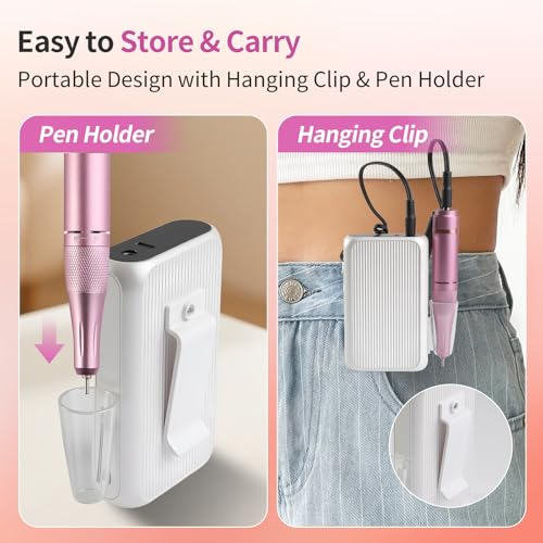 Electric Nail Drill Kit - Rechargeable 38,000RPM Manicure & Pedicure Tool - Purple