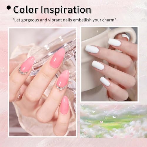 Gel Nail Polish Set 9pcs 15ml Black White Pink Series UV LED Soak Off Nail Art Kit - Variation 145A