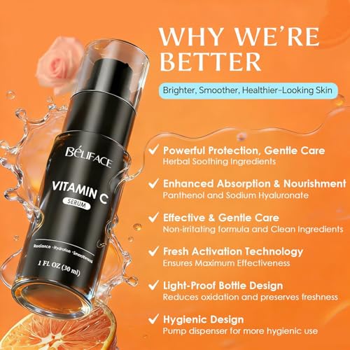 Vitamin C Serum for Face - CE Ferulic Acid Facial Serums - Brightening & Hydrating Anti-Aging Serum for Dark Spots, Uneven Tone & Fine Lines ? Clean, Paraben-Free Formula ? 1 fl oz