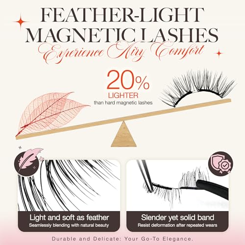 Magnetic Eyelashes with Applicator - Reusable Natural Look, No Glue - A14