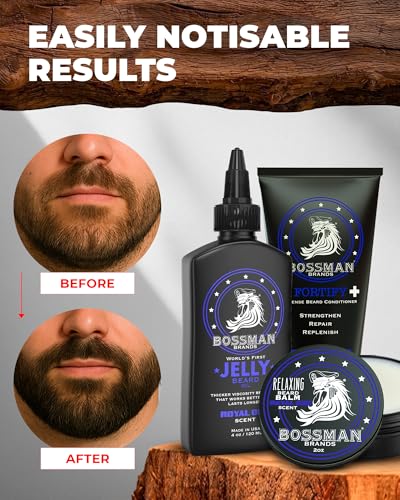 Bossman Essentials Beard Kit for Men - Stagecoach Scent, 3-Piece Gift Set (Variation A)