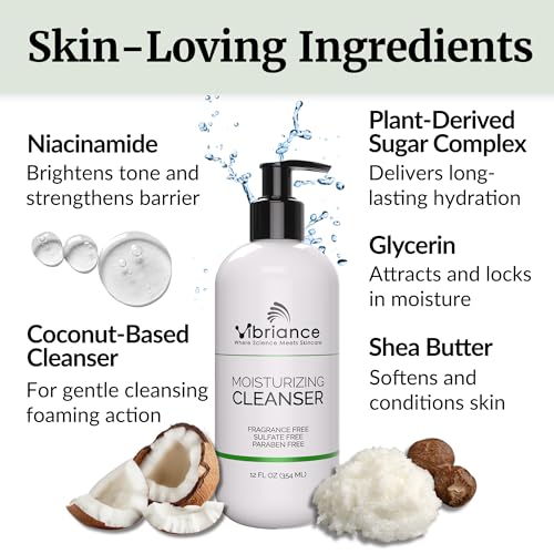 Vibriance Moisturizing Oil-to-Foam Face Cleanser 12 fl oz for Dry & Sensitive Skin