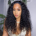 Natural Color 20 Inch Deep Wave Brazilian Human Hair Headband Wig for Black Women