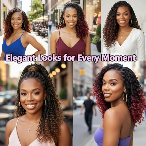 12 Inch Goddess Box Braids Crochet Hair - 9 Packs Boho Box Braid with Curly Ends - Pre-Looped Synthetic Hair for Women, 1B/4/30# Variation of THIS listing