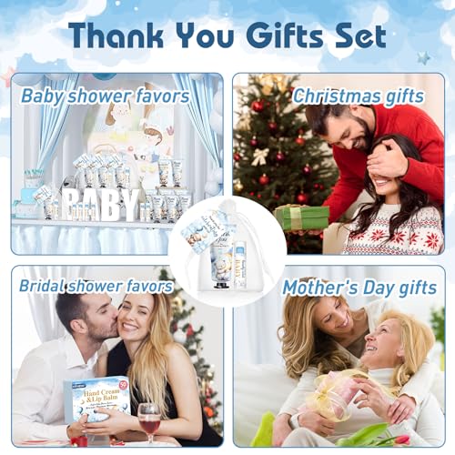 50 Pack Bear Lip Balm and Hand Cream Gift Sets for Baby Shower & Party Favors - Coconut & Milk Scent, KONEUK