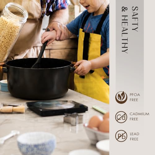 Ceramic Cookware Set - 21 Pieces with Non-Stick Coating & Glass Lids - Black