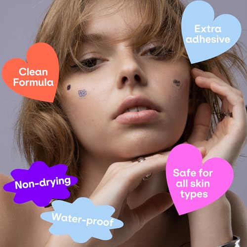 Cute Pimple Patches for Face ? Tattoo Style Hydrocolloid Acne Patches (Confidence Patch Set) with Star Designs (66 Cute Patches) with a Tin Case ? Vegan & Cruelty-Free