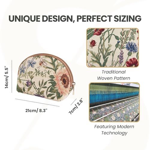 Small Makeup Bag - Morning Garden Tapestry Pouch for Travel & Storage