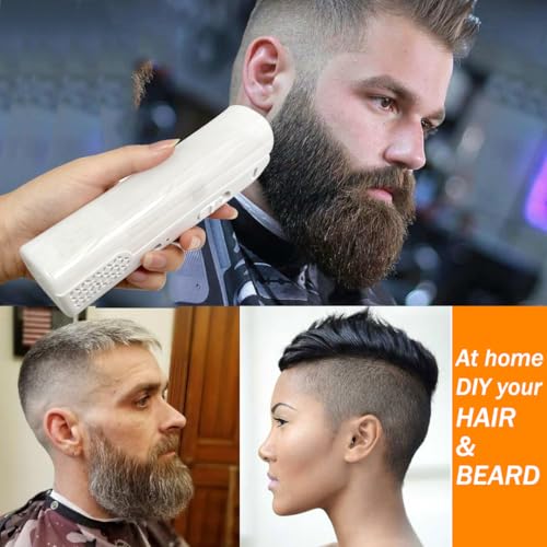 Cordless Vacuum Haircut Kit£¬Vacuum Beard Trimmer£¬Hair Clippers for Men Women Kids Baby, Body Shaver,Large Hairs Storage Space,with 4 Way Foldable Mirror (White)