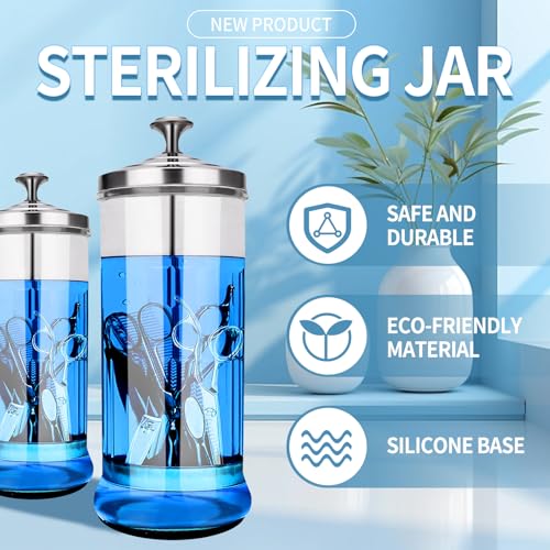 Disinfectant Sterilizer Glass Jar 37 Oz with Removable Strainer for Nail & Salon Tools - Professional Use