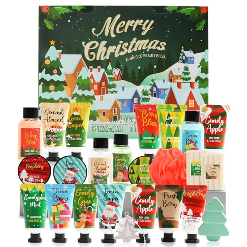 Green 24-Pack Spa & Bath Gifts Advent Calendar 2026 for Women & Teens