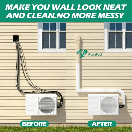 TAKTOPEAK 4'' x 17 Ft Mini-Split Line Set Cover Kit White - AC Pipe Cover & Line Hide