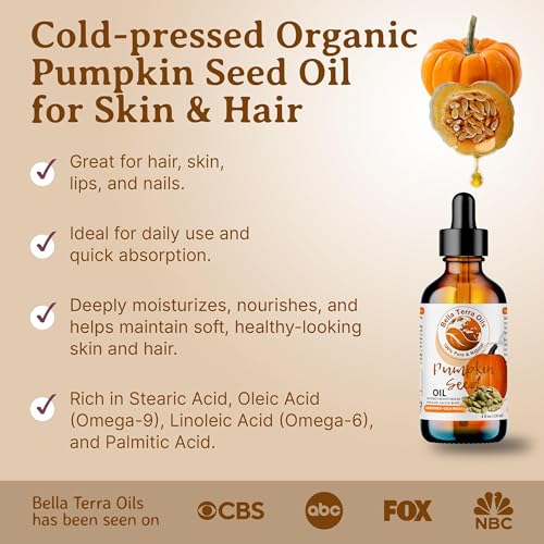 Bella Terra Oils Natural Pumpkin Seed Oil 16oz - Pure Cold-Pressed Skin Nourishment