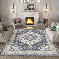 8 x 10 Blue Washable Living Room Area Rug - Stain Resistant Non-Shedding Carpet