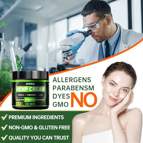 8oz Natural Hemp Cream with Arnica & Turmeric - Pain Relief Gel, Pack of 1