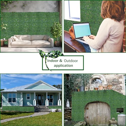 ODTORY Artificial Hedge Privacy Fence Screen 16x24 Inches, 12 Panels, 32 sqft