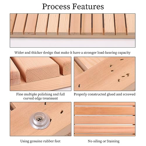 Bingaai Cedar Wood Shower Mat 31.5 x 23.6 in Non-Slip Bathroom Floor Rug