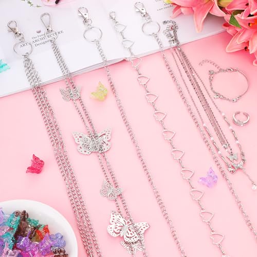 Fourluoo 60 Pcs Y2K Accessories Set for Women - Gradient Pink & Silver Variations