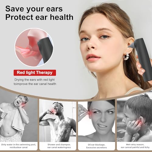 Hobcoyrs Gray Portable Rechargeable Ear Dryer with Warm & Natural Air Modes