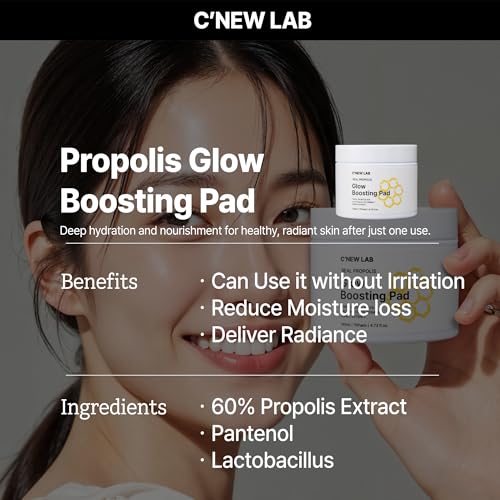 Propolis Glow Boosting Facial Pads - Hydrating Nourishing Skin Care (70 Pads)