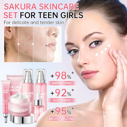 Mopayzer Sakura Skin Care Set for Teen & Women 6 Pcs Moisturizing & Repair
