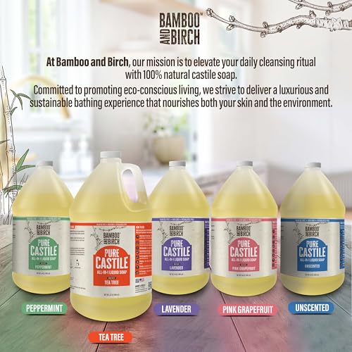 Unscented Castile Liquid Soap - 1 Gallon Refill, Natural & Multi-Purpose