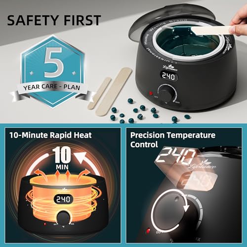 LCD Black Waxing Kit with Digital Warmer for Hair Removal - Men & Women